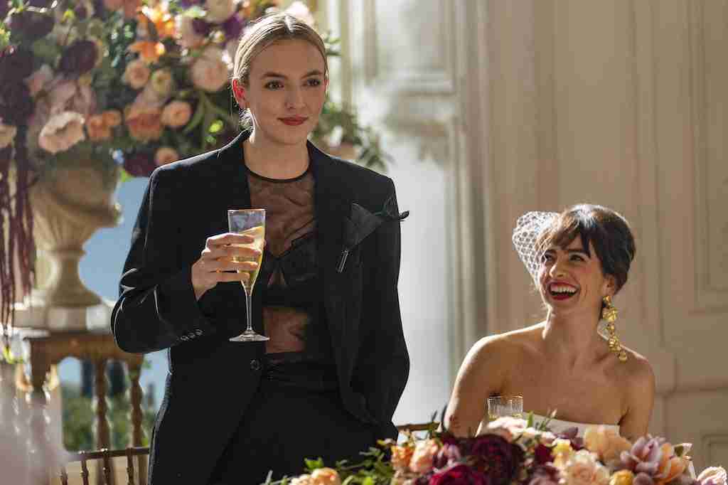 Jodie Comer as Villanelle in the black tuxedo