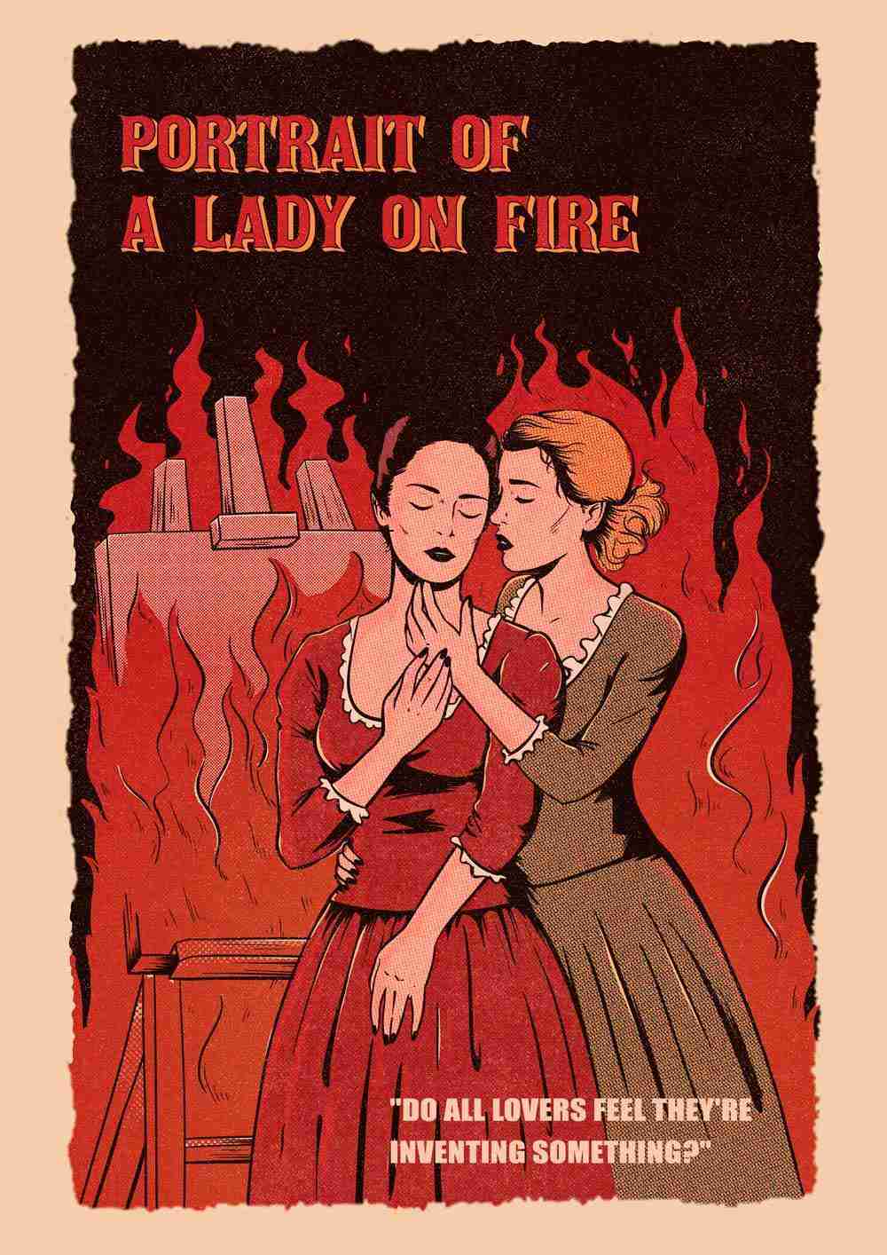 A piece of art showing the characters of Portrait of a Lady On Fire