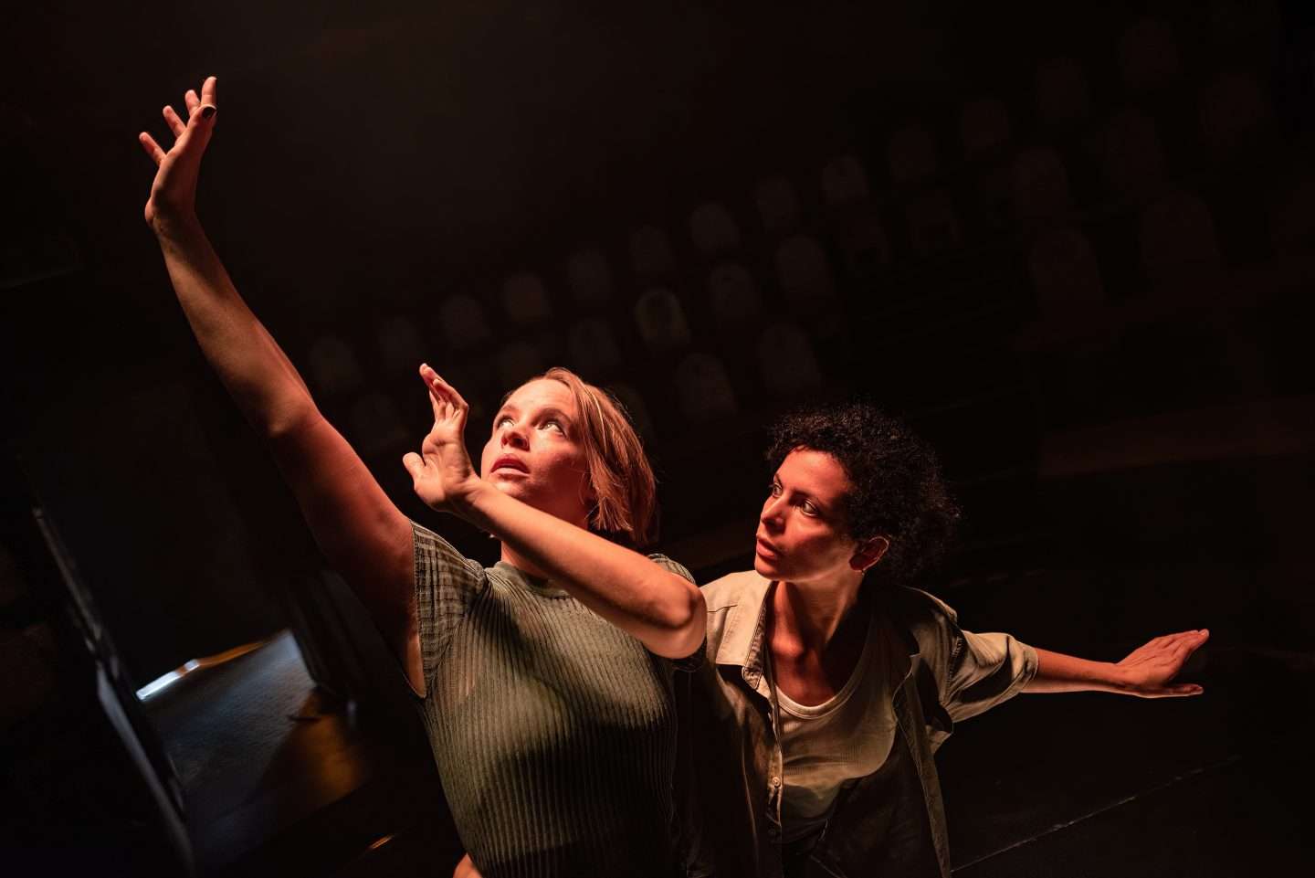 Actors Rebecca Banatvala and Jessica Clark in the original production of bisexual play SAP.