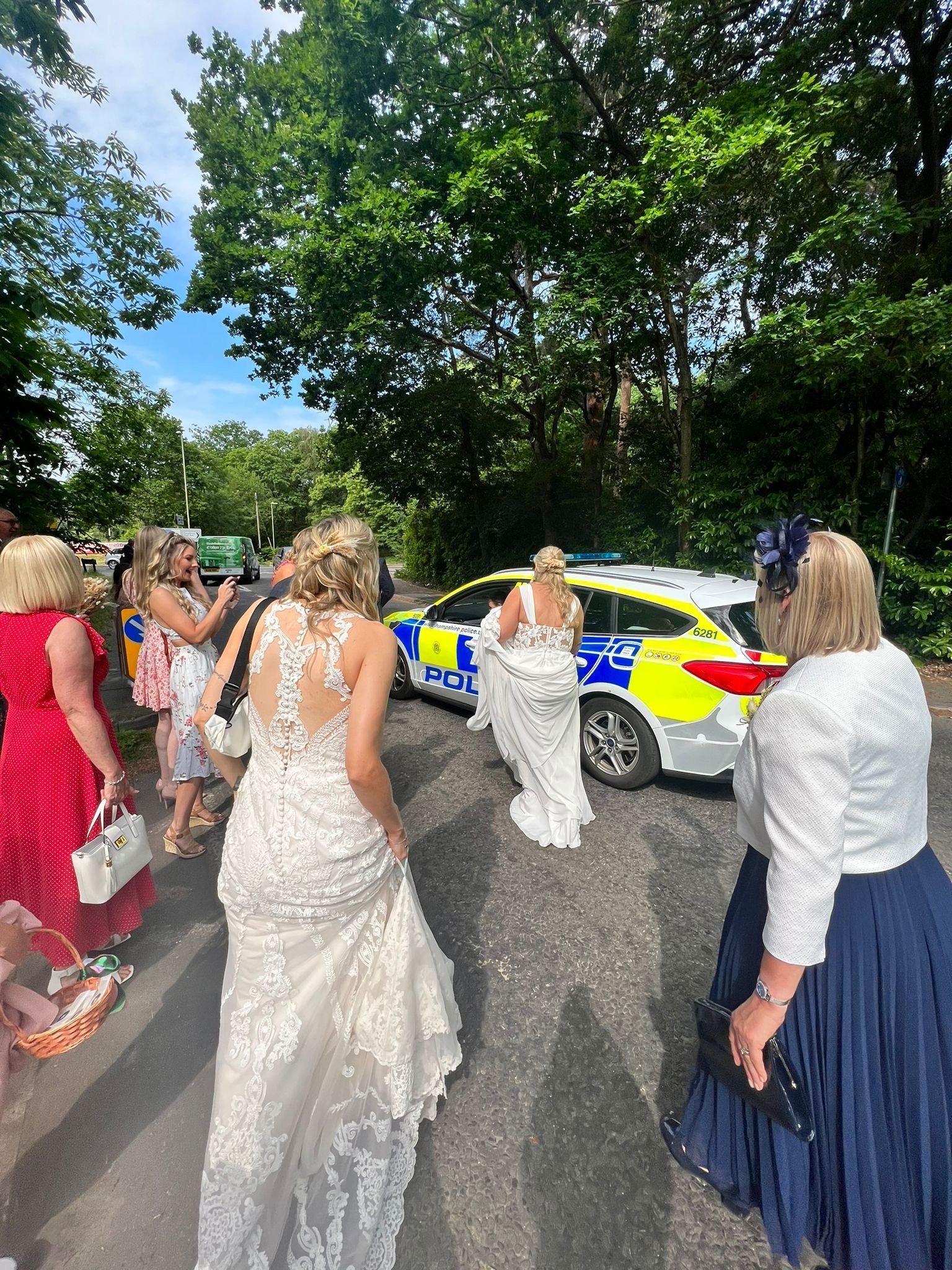 lesbian wedding police escort to wedding UK. Jem and Sian