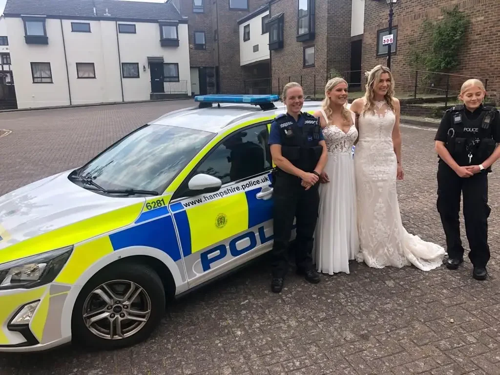 Jem and Sian brides that got a police escort to wedding
