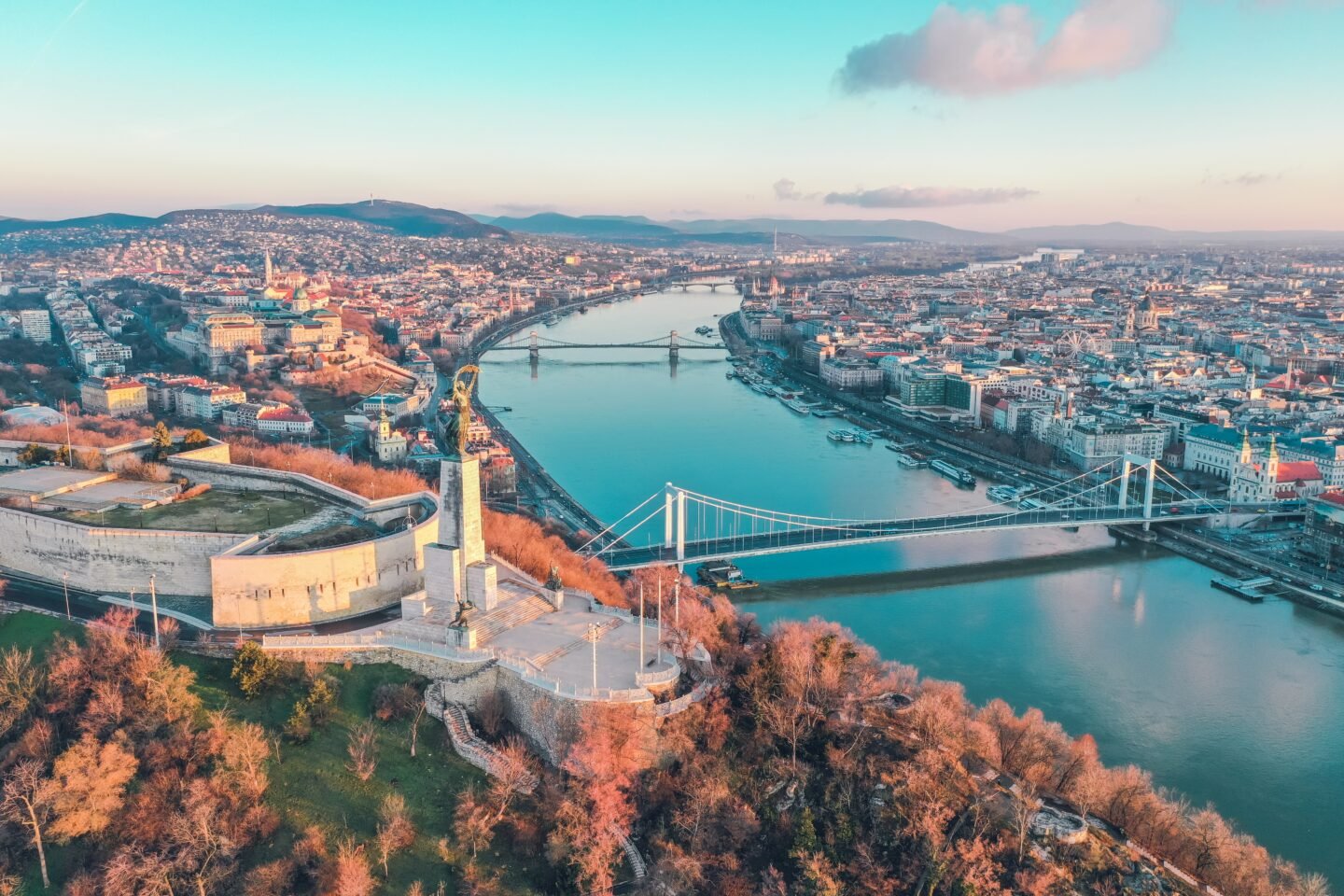 budapest from the sky, danube river- Budapest pride