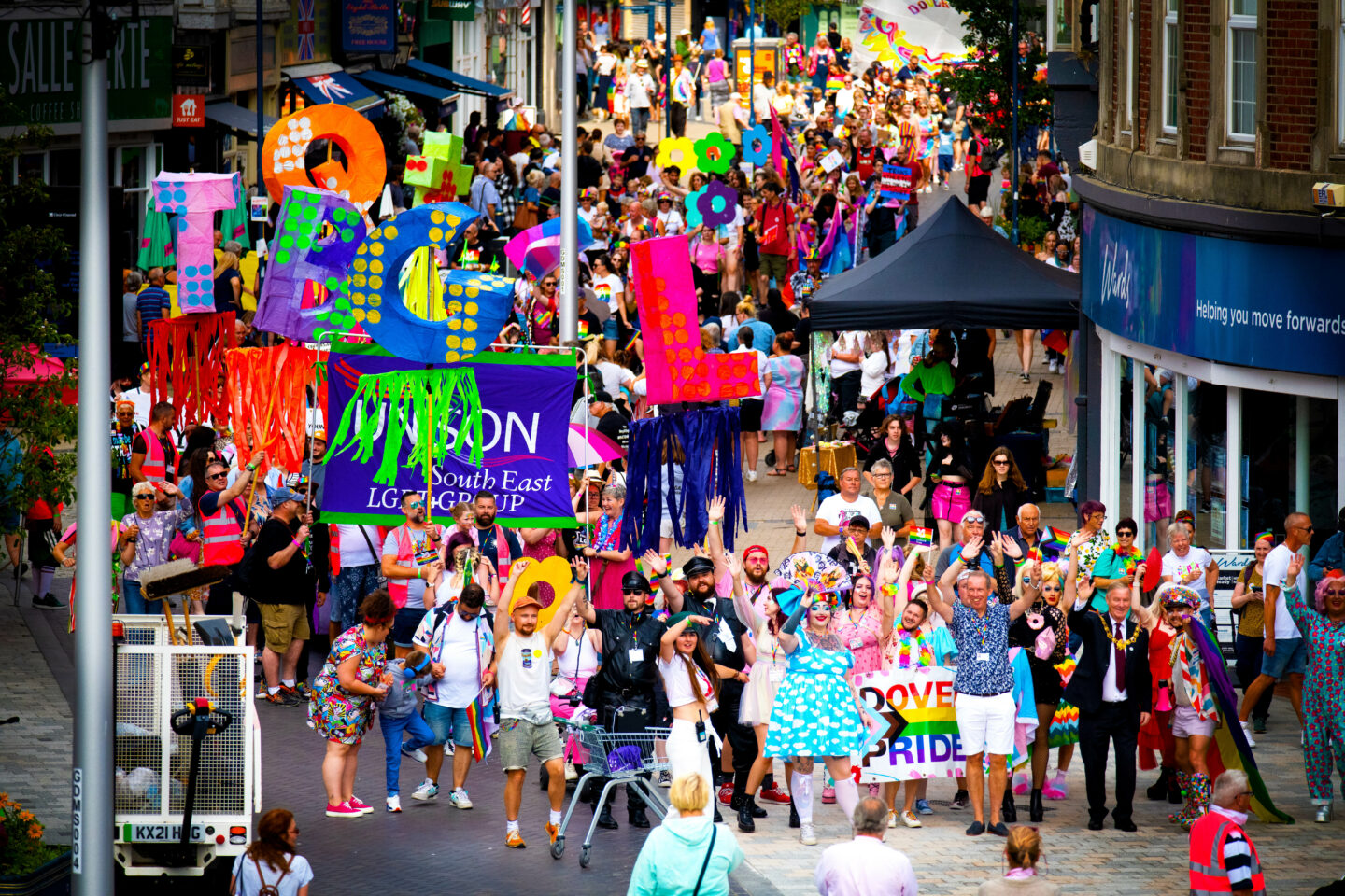 dover pride 2022 march through the town centre