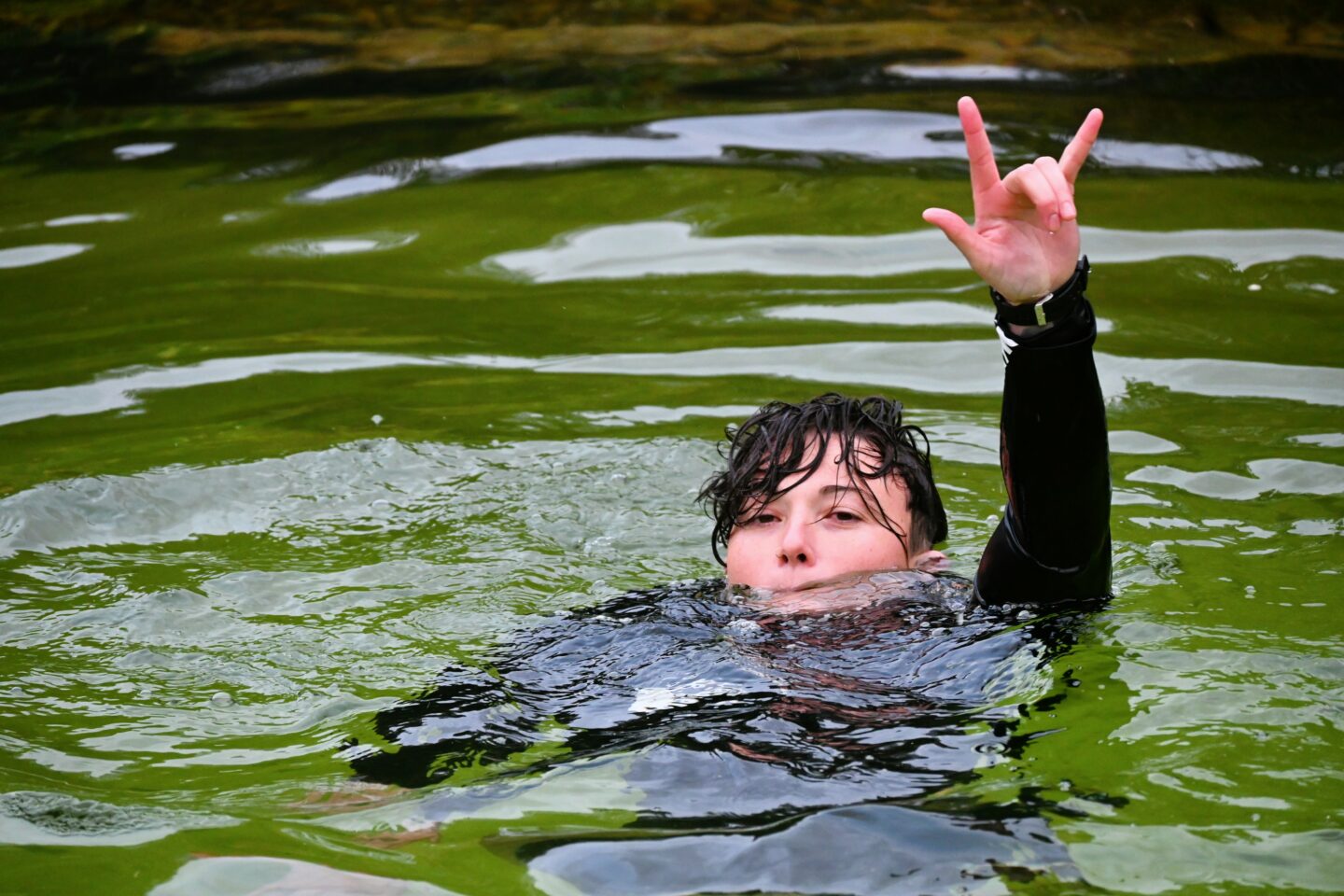 Woman swimming at mindfulness event