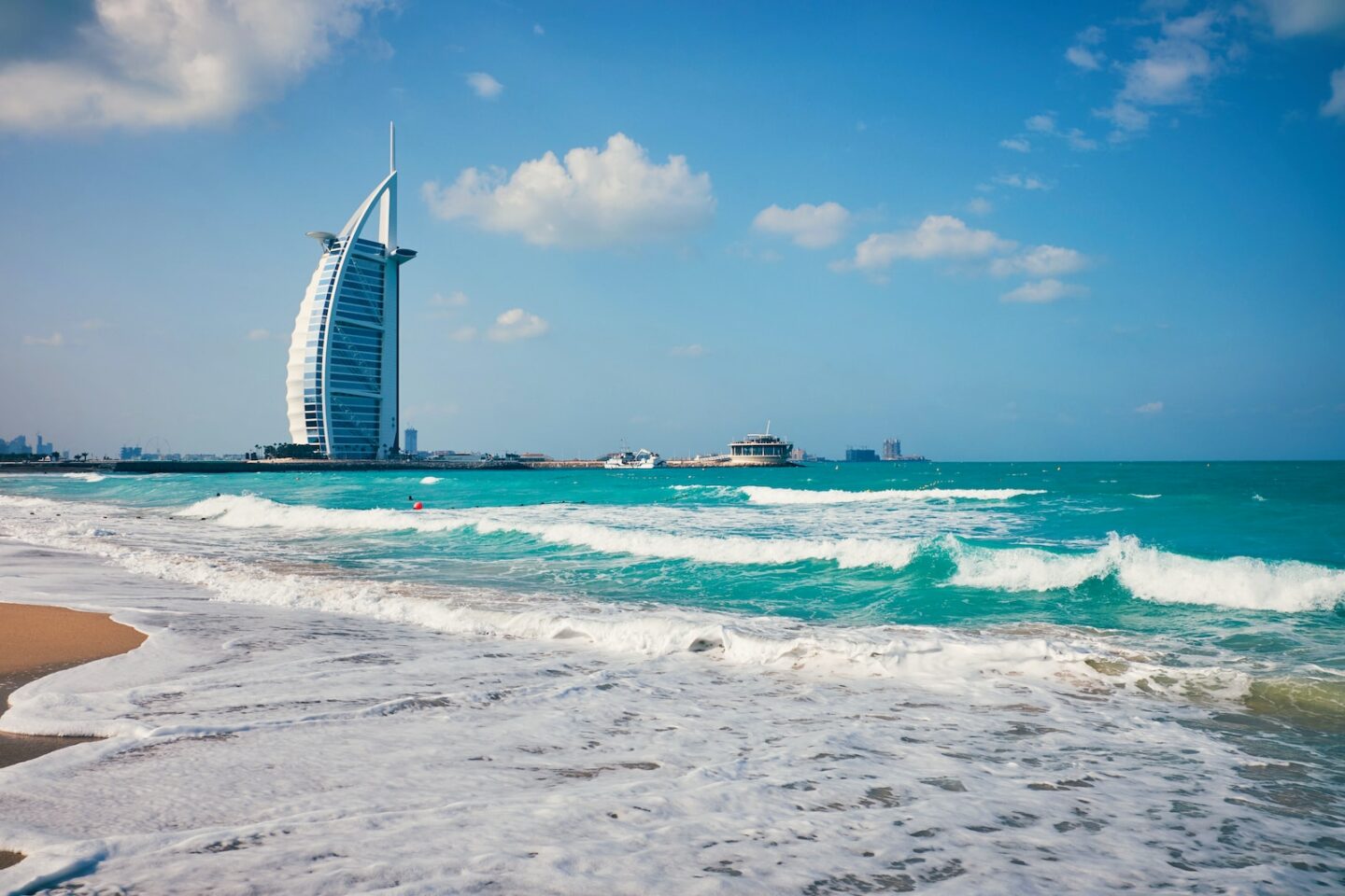 a view of the burj al arab hotel from the beach